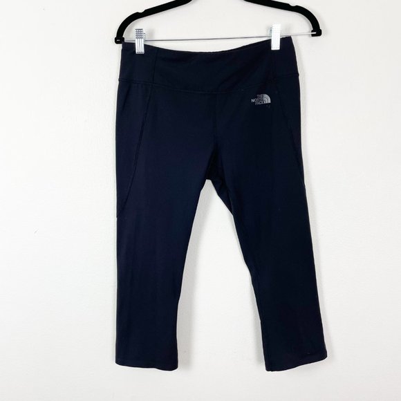 The North Face Woman's Sz‎ M Black Mid Rise Cropped Athletic Leggings Hiking - Picture 1 of 9